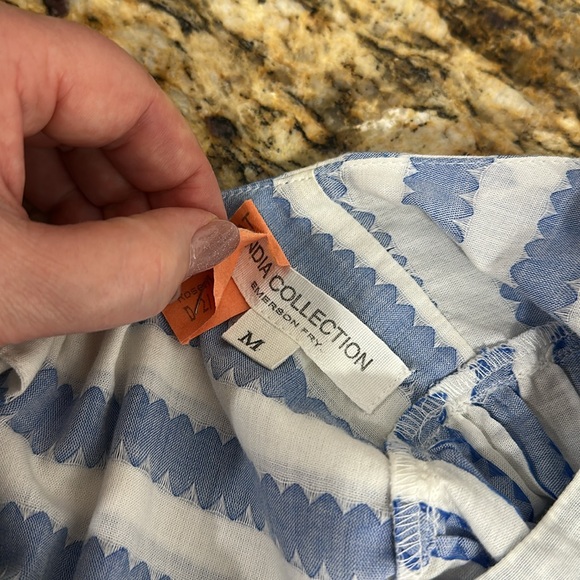 Emerson Fry Organic Cotton Striped Fluttery Sleeve Top Blouse Size M - Picture 6 of 10